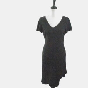 S.L. Fashions Black Short Sleeve Midi Dress Size 10